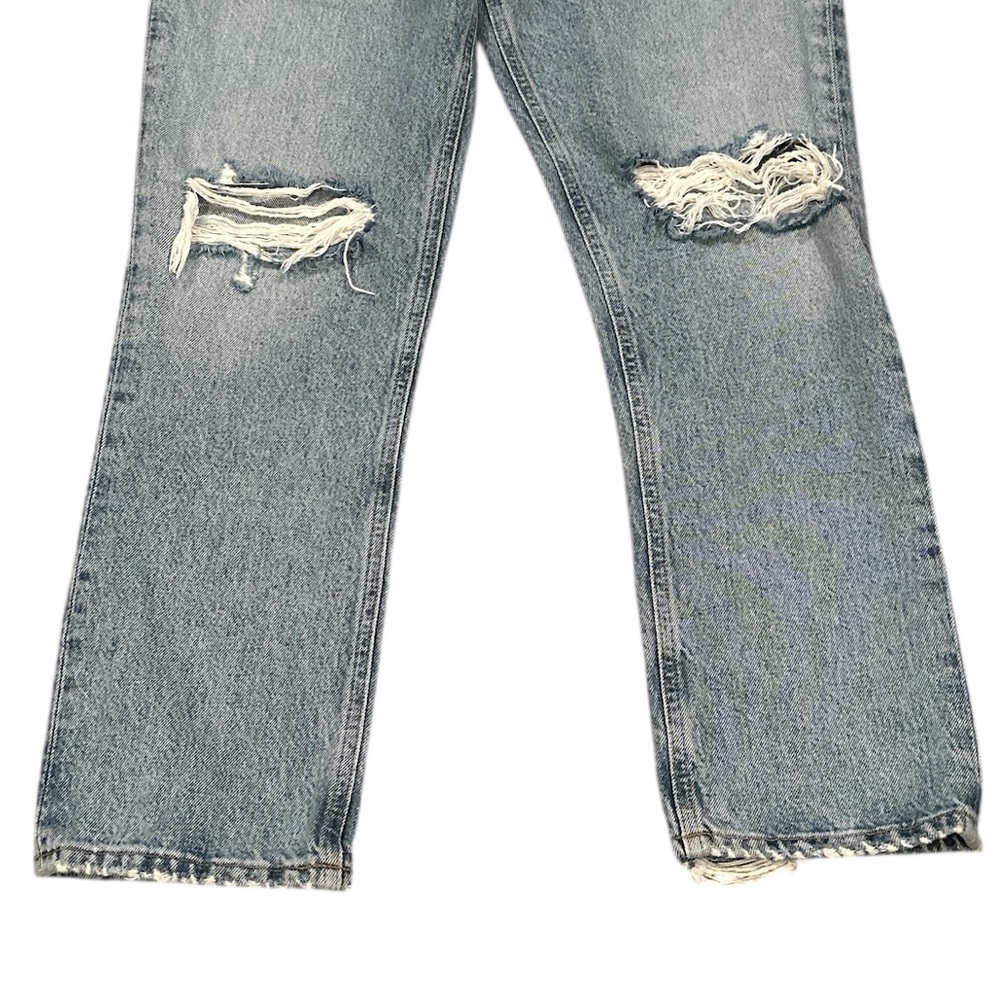 Agolde Riley High Rise Light Blue Denim Straight Crop Button Fly Jeans Size 27 - Picture 7 of 14